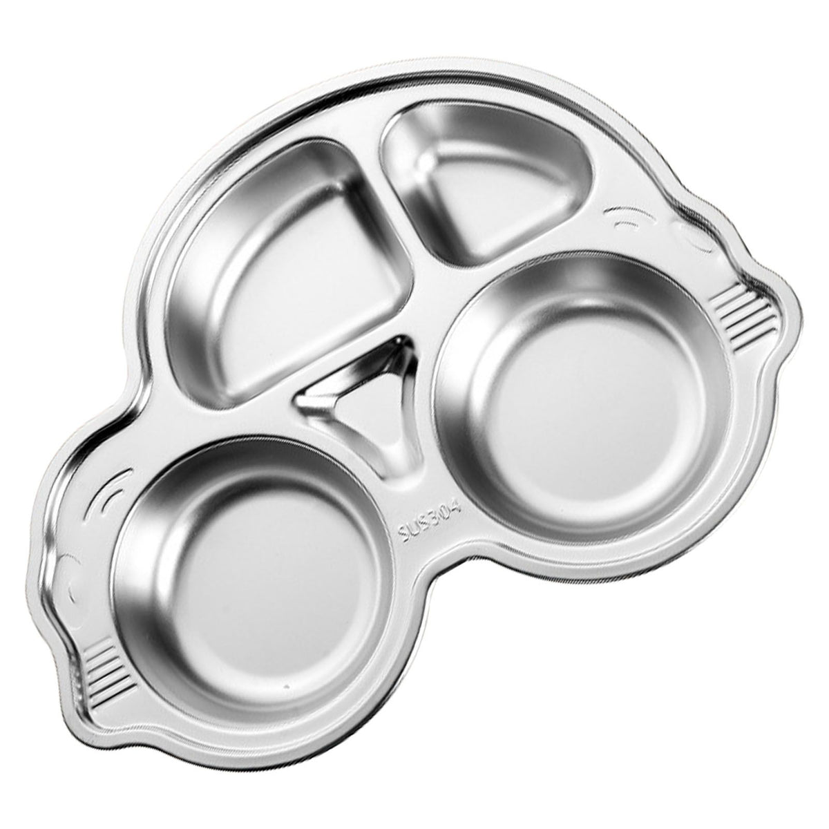 Stainless Steel Divided Platter Food Grade Cartoon Drop Proof Fun Shape Divided Dinner Tray for Kindergarten Beetle Car