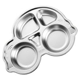 Stainless Steel Divided Platter Food Grade Cartoon Drop Proof Fun Shape Divided Dinner Tray for Kindergarten Beetle Car