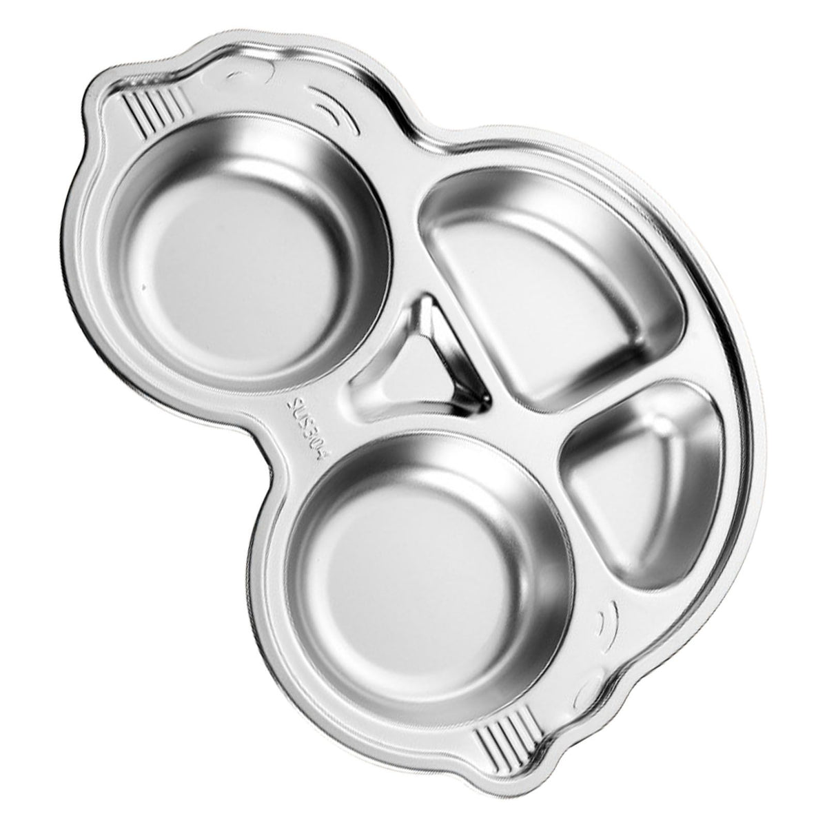 Stainless Steel Divided Platter Food Grade Cartoon Drop Proof Fun Shape Divided Dinner Tray for Kindergarten Beetle Car