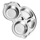 Stainless Steel Divided Platter Food Grade Cartoon Drop Proof Fun Shape Divided Dinner Tray for Kindergarten Beetle Car - Top-Down View