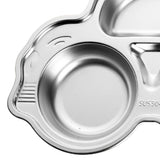 Stainless Steel Divided Platter Food Grade Cartoon Drop Proof Fun Shape Divided Dinner Tray for Kindergarten Beetle Car - Low Angle