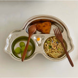 Stainless Steel Divided Platter Food Grade Cartoon Drop Proof Fun Shape Divided Dinner Tray for Kindergarten Beetle Car - Extra Image