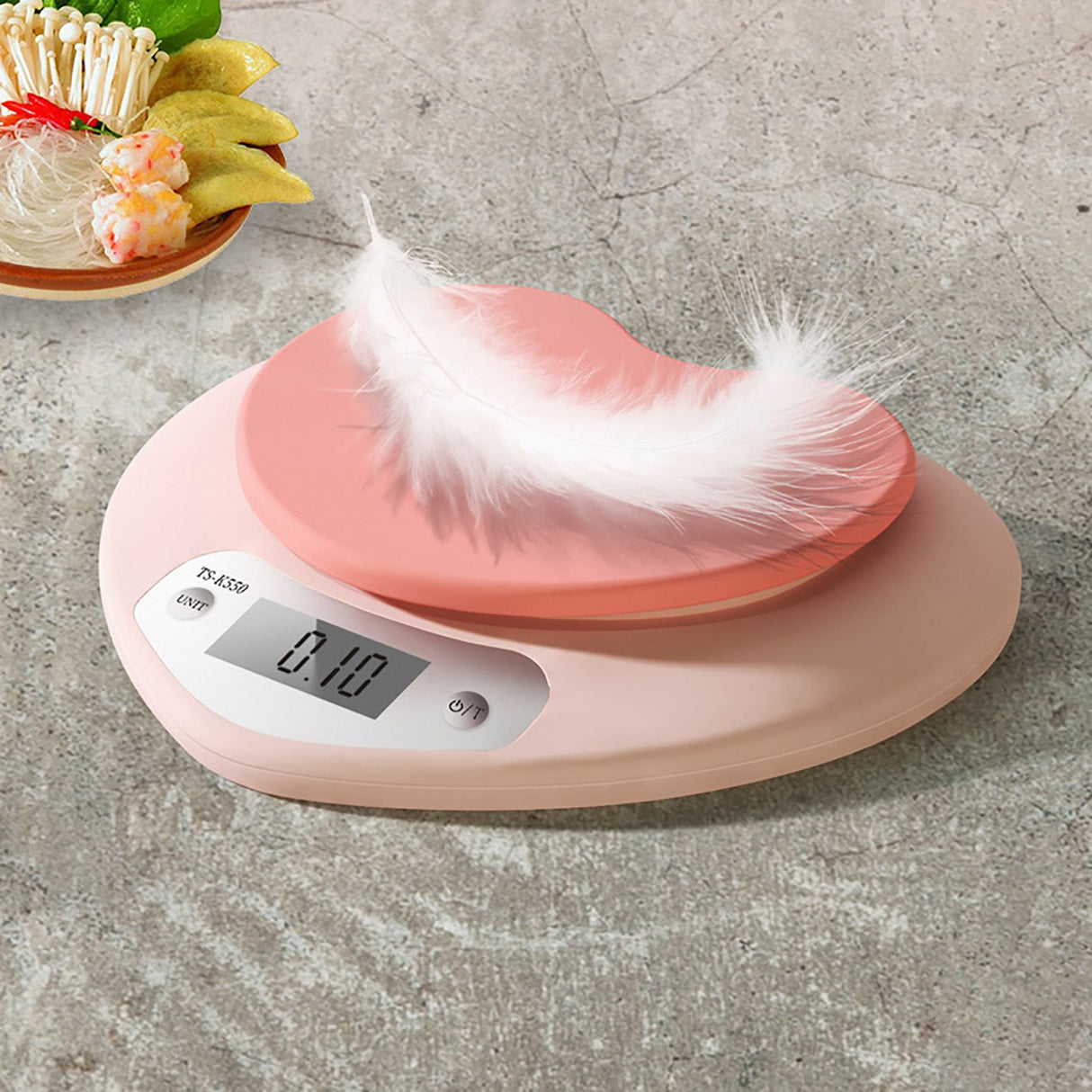Digital Food Scale HD LCD Display 3 Units Accurate Heart Shaped Small Kitchen Electronic Scale for Baking 1g/5kg Battery Type