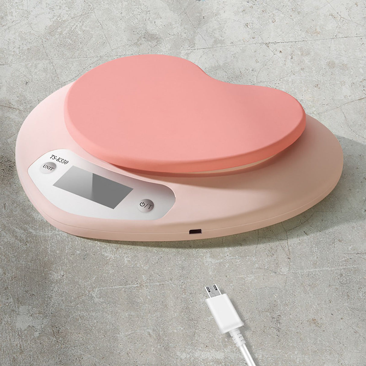 Digital Food Scale HD LCD Display 3 Units Accurate Heart Shaped Small Kitchen Electronic Scale for Baking 1g/5kg Battery Type