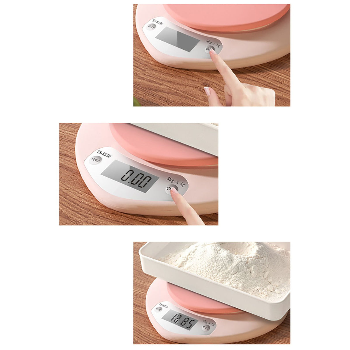 Digital Food Scale HD LCD Display 3 Units Accurate Heart Shaped Small Kitchen Electronic Scale for Baking 1g/5kg Battery Type