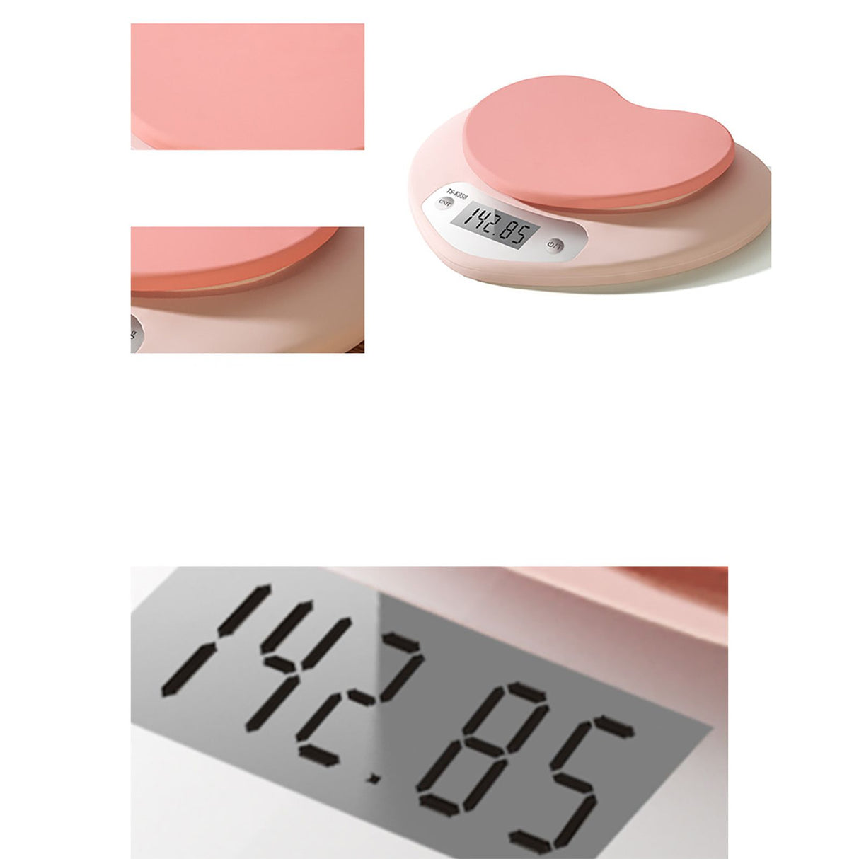 Digital Food Scale HD LCD Display 3 Units Accurate Heart Shaped Small Kitchen Electronic Scale for Baking 1g/5kg Battery Type