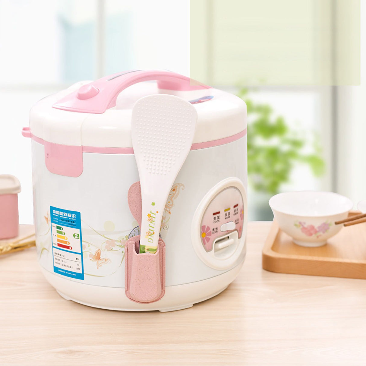 Multifunctional Kitchen Rice Scoop Storage Rack Rice Cooker Side Spoon Holder Kitchen Utensil Pink