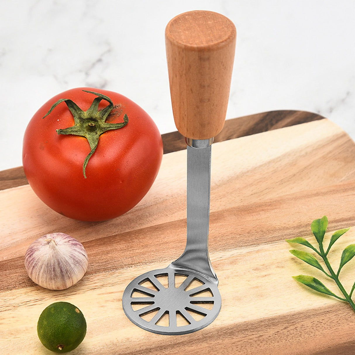 Potato Masher 304 Stainless Steel Potato Smasher Kitchen Tool Metal Mashing Utensil for Potato Beans
