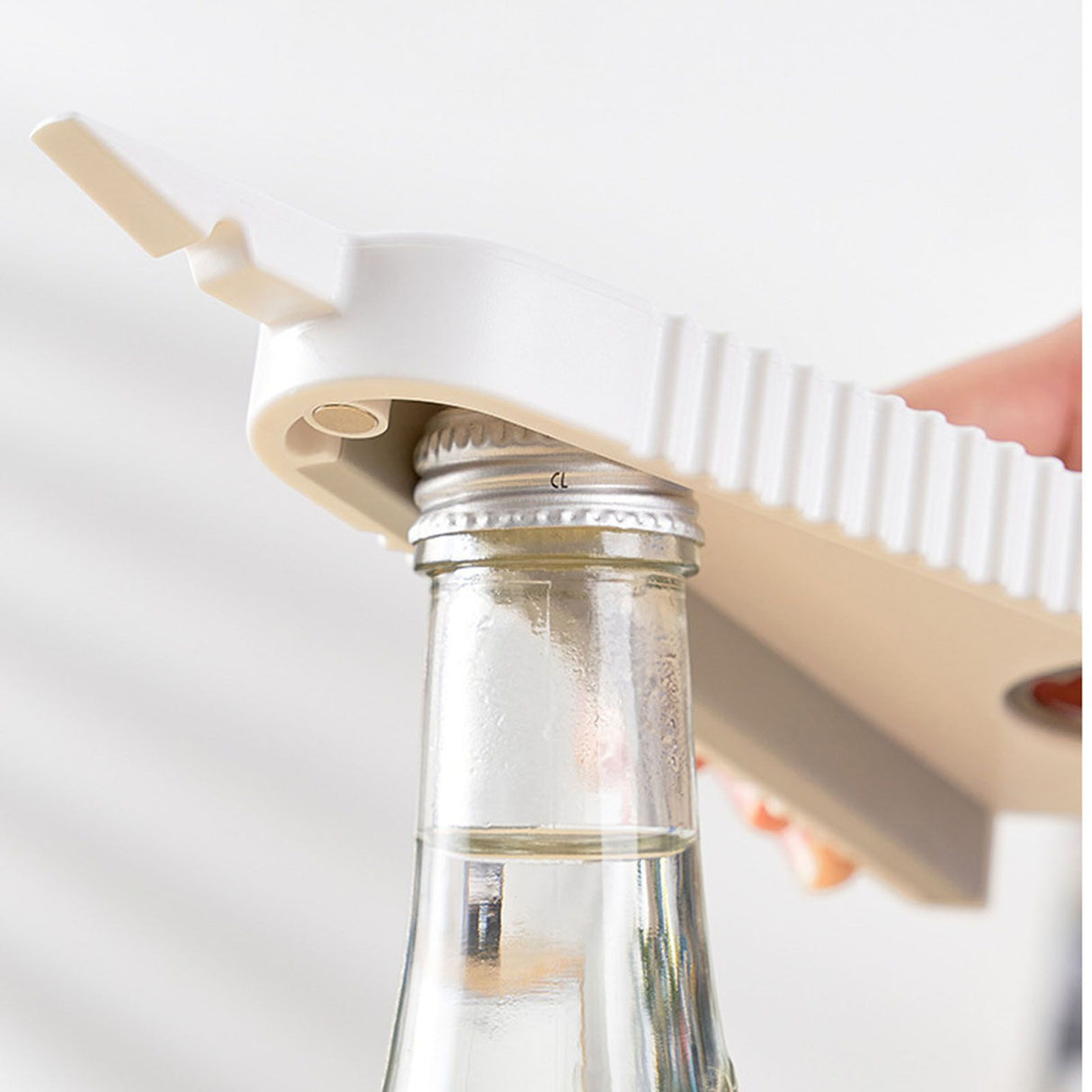 Multifunction Jar Opener Effortless Manual Can and Bottle Opener V Shaped Opening Jar Lid Opener for Home Kitchen White