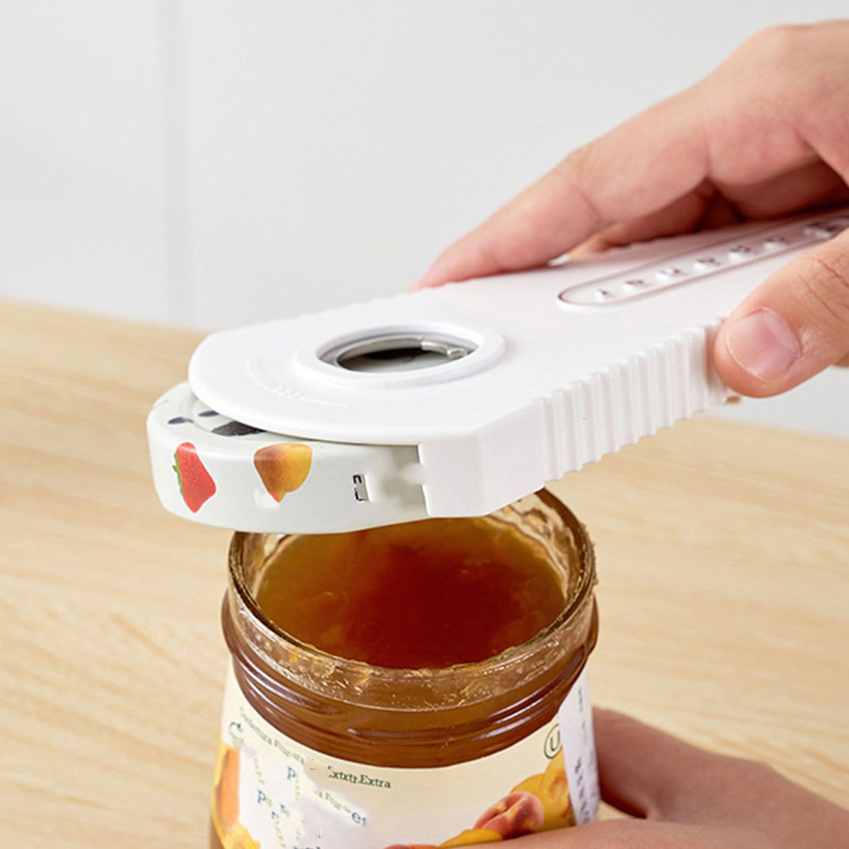 Multifunction Jar Opener Effortless Manual Can and Bottle Opener V Shaped Opening Jar Lid Opener for Home Kitchen White