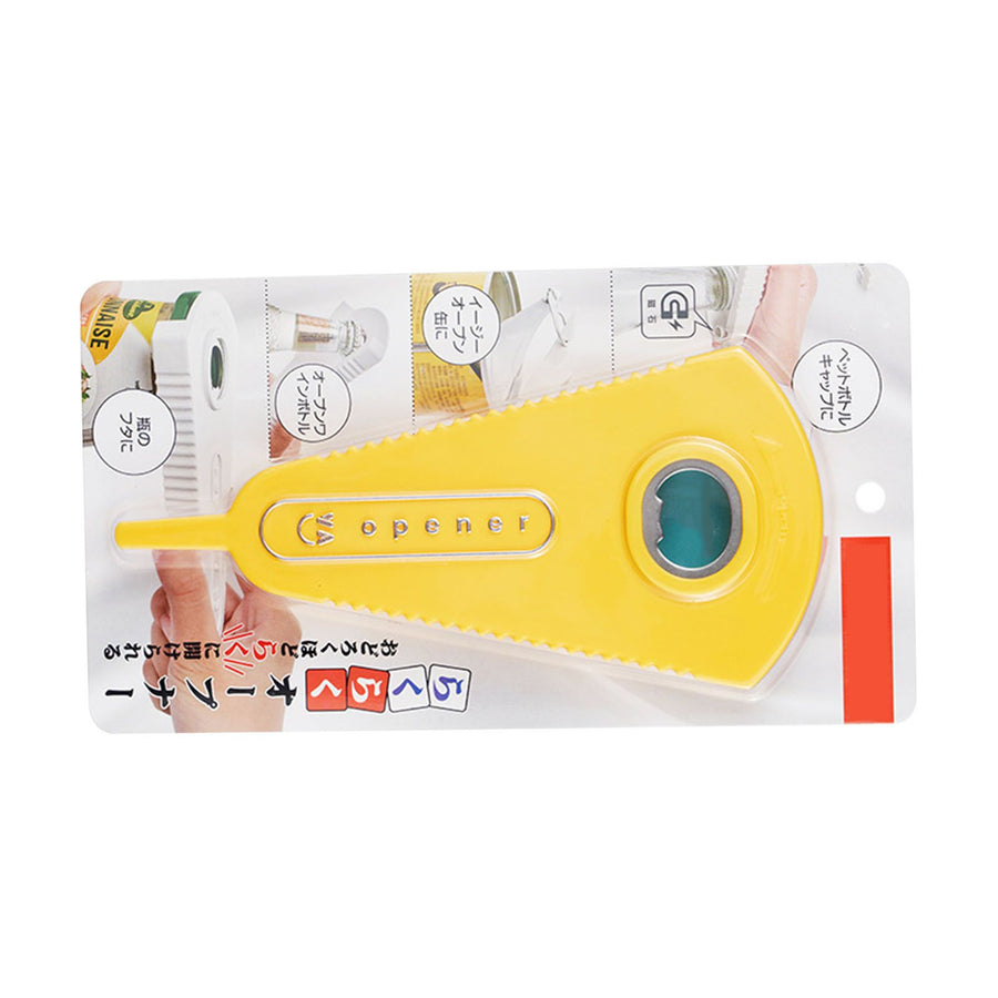 Multifunction Jar Opener Effortless Manual Can and Bottle Opener V Shaped Opening Jar Lid Opener for Home Kitchen Yellow