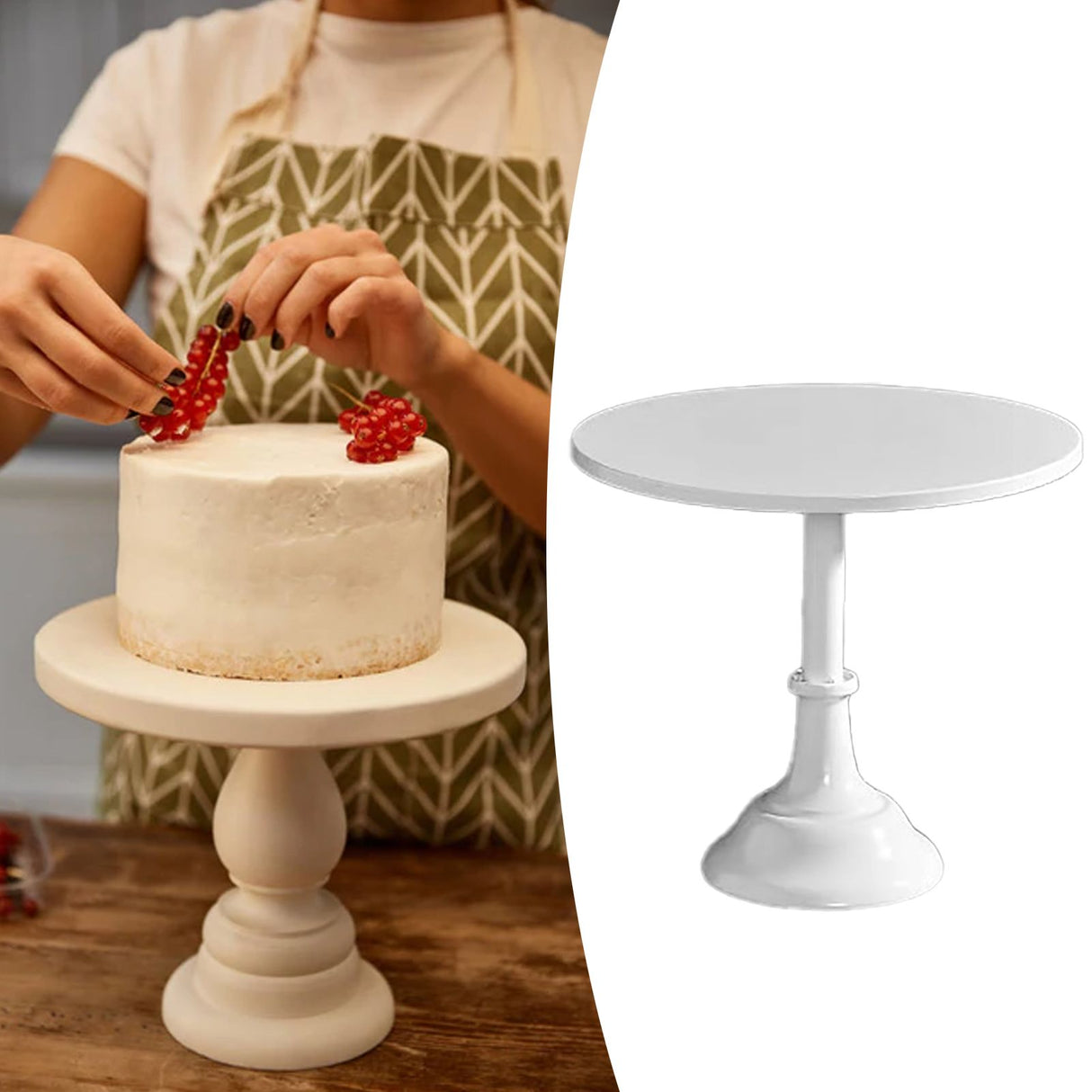 Metal Cake Stand European Style Anti Slip Round Cake Stand for Weddings Parties Anniversaries Large White