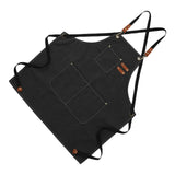 Artist Aprons Cotton Canvas Detachable Shoulder Straps Soft Comfortable Double Stitched Pockets Gardening Apron Black - Front View