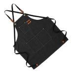 Artist Aprons Cotton Canvas Detachable Shoulder Straps Soft Comfortable Double Stitched Pockets Gardening Apron Black