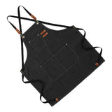 Artist Aprons Cotton Canvas Detachable Shoulder Straps Soft Comfortable Double Stitched Pockets Gardening Apron Black - Side View
