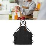 Artist Aprons Cotton Canvas Detachable Shoulder Straps Soft Comfortable Double Stitched Pockets Gardening Apron Black