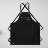 Artist Aprons Cotton Canvas Detachable Shoulder Straps Soft Comfortable Double Stitched Pockets Gardening Apron Black - Extra Image