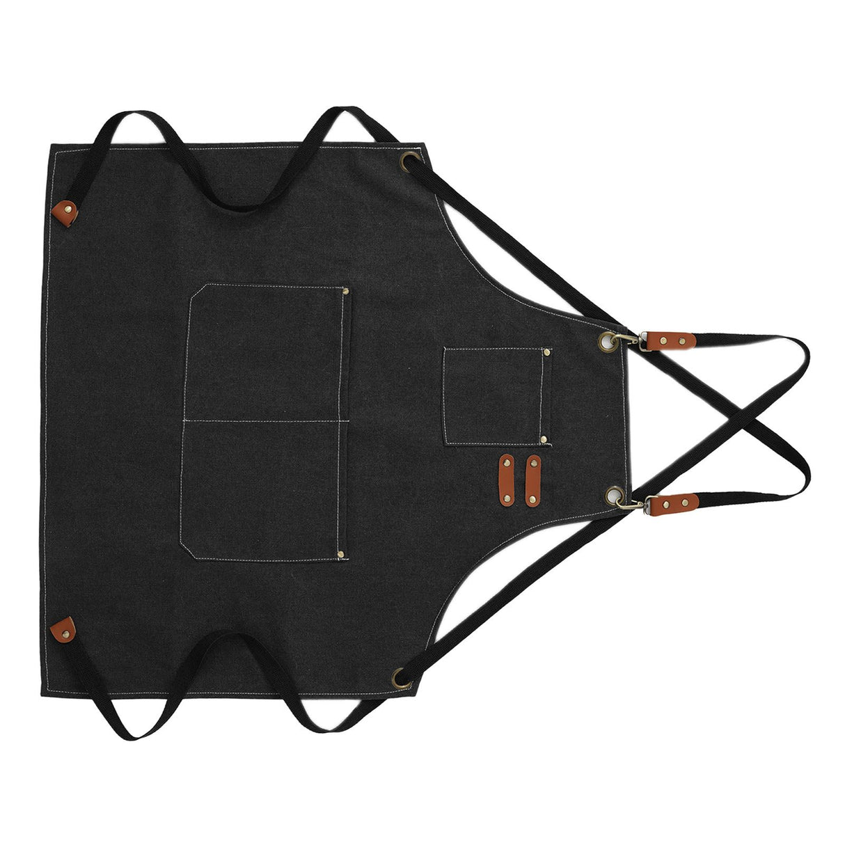 Artist Aprons Cotton Canvas Detachable Shoulder Straps Soft Comfortable Double Stitched Pockets Gardening Apron Black