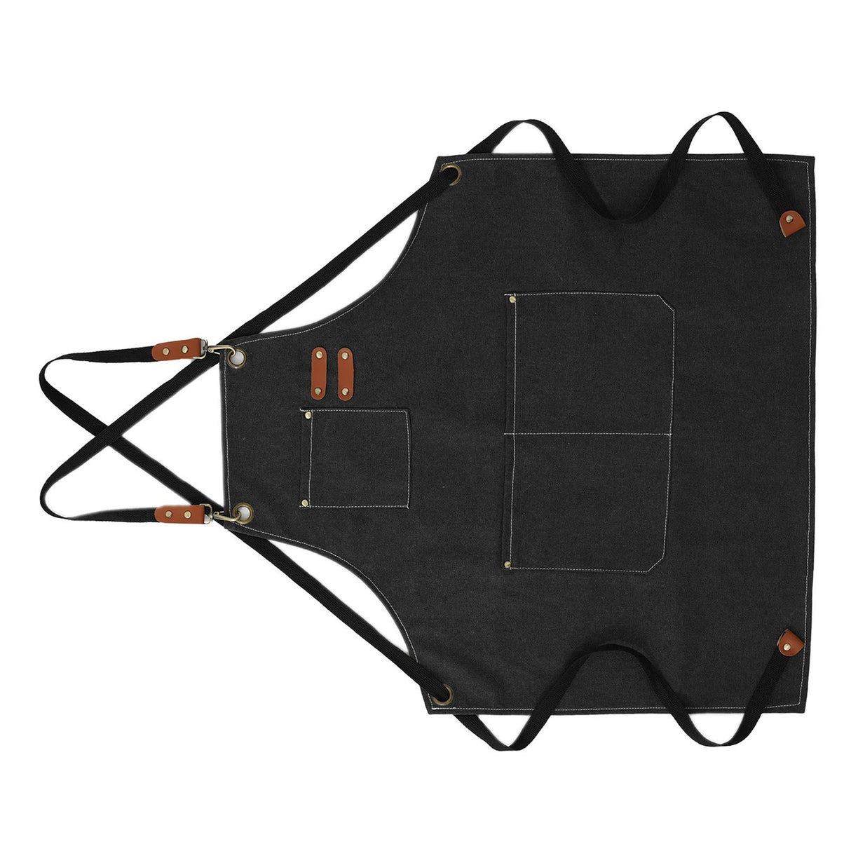 Artist Aprons Cotton Canvas Detachable Shoulder Straps Soft Comfortable Double Stitched Pockets Gardening Apron Black