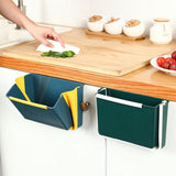 Wall Mounted Folding Trash Bin Strong Load Bearing Large Capacity Kitchen Hanging Trash Can for Home Blue
