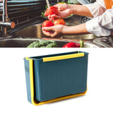 Wall Mounted Folding Trash Bin Strong Load Bearing Large Capacity Kitchen Hanging Trash Can for Home Blue