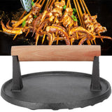 Squid Press Metal Round Patty Maker Meat Press Flattener Plate Barbecue Tool with Wood Handle for Outdoor Picnic - 45-Degree Angle
