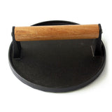 Squid Press Metal Round Patty Maker Meat Press Flattener Plate Barbecue Tool with Wood Handle for Outdoor Picnic - Extra Image