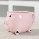 Cute Pig Ceramic Cup Pink Comfortable Grasp Smooth Mouth Lovely Shape for Coffee Tea Milk Beverage Water - 45-Degree Angle