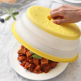 Dish Cover Foldable Drain Basket Dustproof Microwave Cover Splatter Guard for Home Cooking Yellow