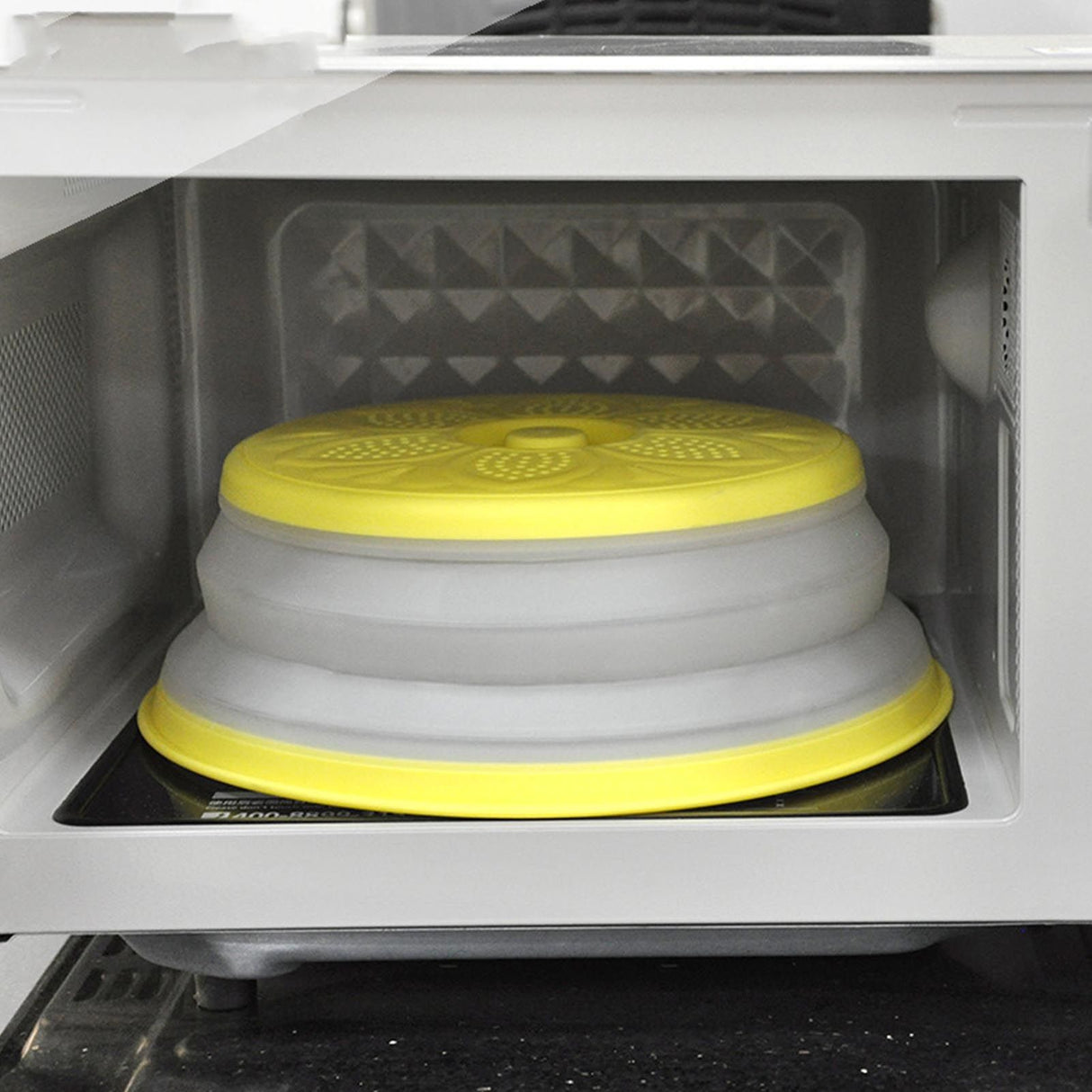 Dish Cover Foldable Drain Basket Dustproof Microwave Cover Splatter Guard for Home Cooking Yellow