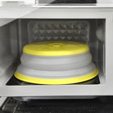 Dish Cover Foldable Drain Basket Dustproof Microwave Cover Splatter Guard for Home Cooking Yellow - Rear View