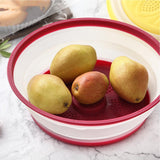 Dish Cover Foldable Drain Basket Dustproof Microwave Cover Splatter Guard for Home Cooking Red - Rear View