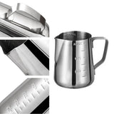 Frothing Cup 350ML Food Grade Stainless Steel Anti Slip Handle Milk Frother Pitcher with Scale