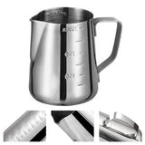 Frothing Cup 350ML Food Grade Stainless Steel Anti Slip Handle Milk Frother Pitcher with Scale