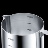 Frothing Cup 350ML Food Grade Stainless Steel Anti Slip Handle Milk Frother Pitcher with Scale - Close-Up Angle