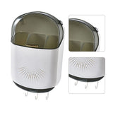 Wall Mounted Chopsticks Holder Dust Prevention 3 Compartments Large Capacity Draining Utensil Storage Box with Cover White