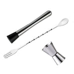 Cocktail Mixing Spoon Muddler and 15ml 30ml Jigger Stainless Steel Bar Tool Set for Home