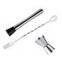 Cocktail Mixing Spoon Muddler and 15ml 30ml Jigger Stainless Steel Bar Tool Set for Home