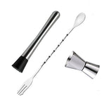 Cocktail Mixing Spoon Muddler and 15ml 30ml Jigger Stainless Steel Bar Tool Set for Home