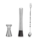Cocktail Mixing Spoon Muddler and 15ml 30ml Jigger Stainless Steel Bar Tool Set for Home