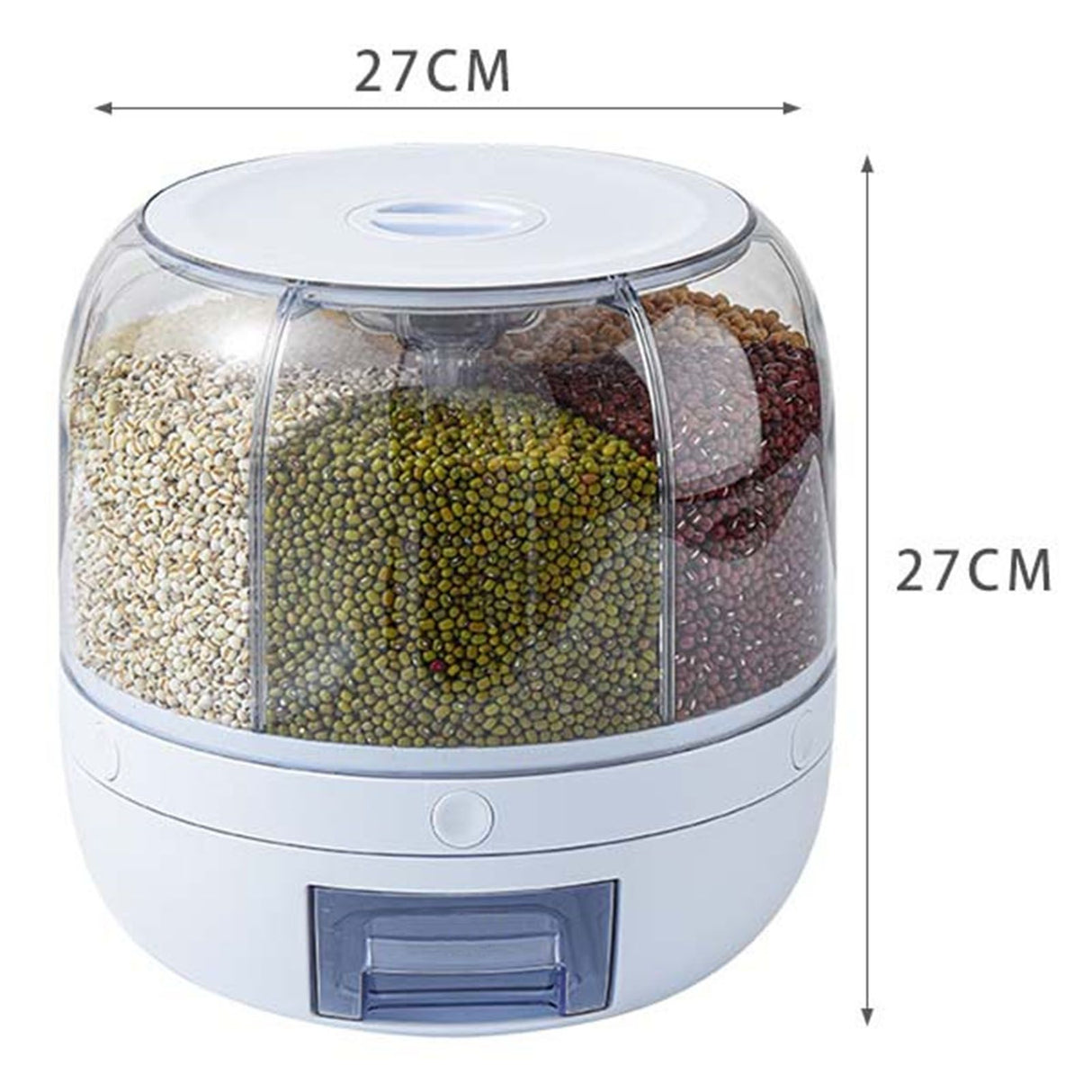 Grains Separate Storage Box Sealed Rotating Rice Bucket Home Insect Damp Proof Rice Storage Tank L 27x27cm/10.6x10.6in