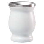 8oz 304 Stainless Steel Gourd Cup Double Layers Vacuum Insulation Cup with Straw Brush White