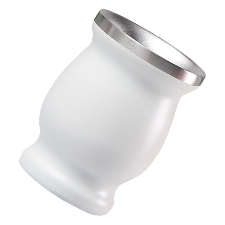 8oz 304 Stainless Steel Gourd Cup Double Layers Vacuum Insulation Cup with Straw Brush White