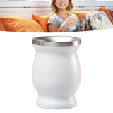 8oz 304 Stainless Steel Gourd Cup Double Layers Vacuum Insulation Cup with Straw Brush White - 45-Degree Angle