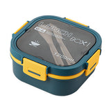2 Layer Plastic Salad Lunch Box Microwave Safe Salad Lunch Container Portable Fruit Fat Reducing Light Food Picnic Box for Office Workers Blue, 1200ml - Front View