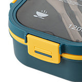 2 Layer Plastic Salad Lunch Box Microwave Safe Salad Lunch Container Portable Fruit Fat Reducing Light Food Picnic Box for Office Workers Blue, 1200ml - Extra Image