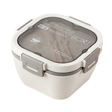 2 Layer Plastic Salad Lunch Box Microwave Safe Salad Lunch Container Portable Fruit Fat Reducing Light Food Picnic Box for Office Workers White, 1700ml - Front View