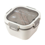 2 Layer Plastic Salad Lunch Box Microwave Safe Salad Lunch Container Portable Fruit Fat Reducing Light Food Picnic Box for Office Workers White, 1700ml - Top-Down View