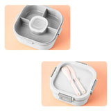 2 Layer Plastic Salad Lunch Box Microwave Safe Salad Lunch Container Portable Fruit Fat Reducing Light Food Picnic Box for Office Workers White, 1700ml - Extra Image