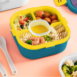 2 Layer Plastic Salad Lunch Box Microwave Safe Salad Lunch Container Portable Fruit Fat Reducing Light Food Picnic Box for Office Workers Blue, 1700ml